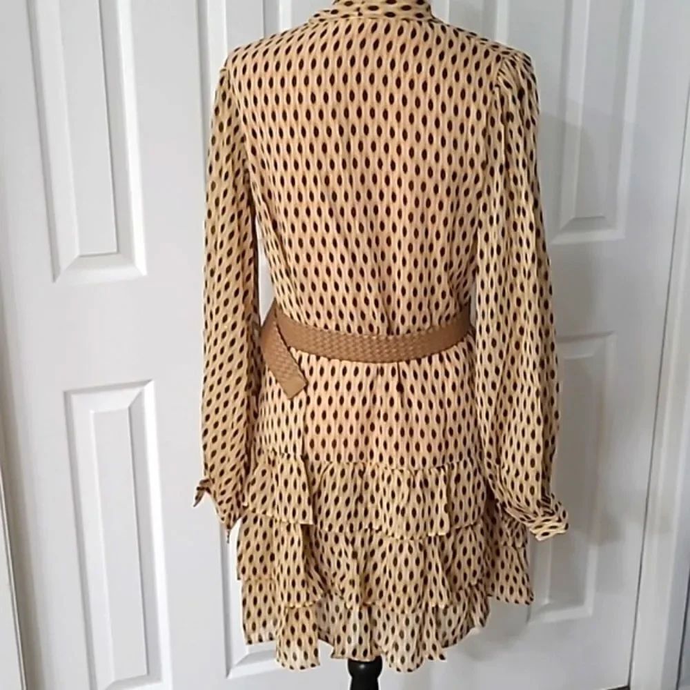 Chiffon Ruffled Dotted Mini NeutralâTanâGold - Picture 3 of 13